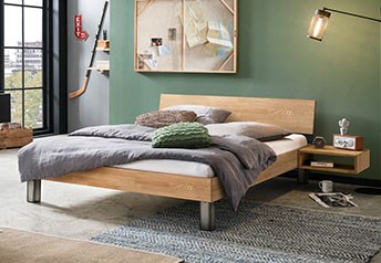 Hasena Lodi Bed in Solid Beech, Oak or Walnut