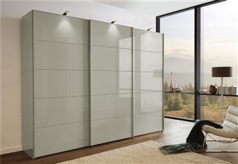 Super Depth 79 cm - 300 cm with pebble grey carcass and pebble grey glass doors with matching trims