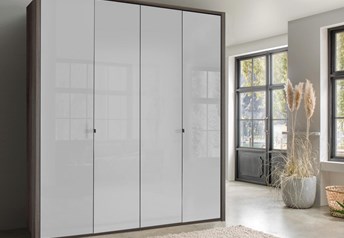 200 cm, rustic oak dar, white glass doors, pp frame