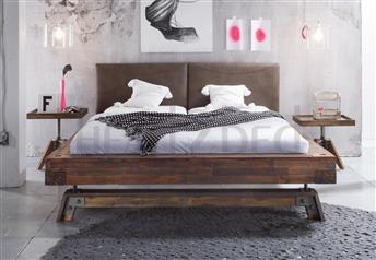 Hasena Stabil Dorma - Solid Wood Real Leather Vintage Bed