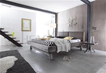 Hasena Stabil Dorma - Solid Wood Real Leather Vintage Bed