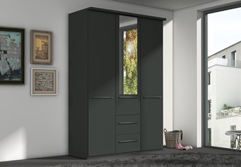 Stylform PROVENCE Hinged Door Wardrobe in Graphite with drawers & corniche