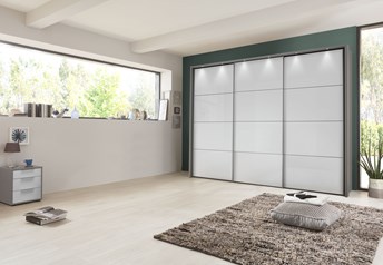 Pebblegrey frame with white doors, passepartout frame & spotlights