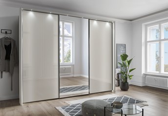 champagne glass and mirror, passepartout with spotlights