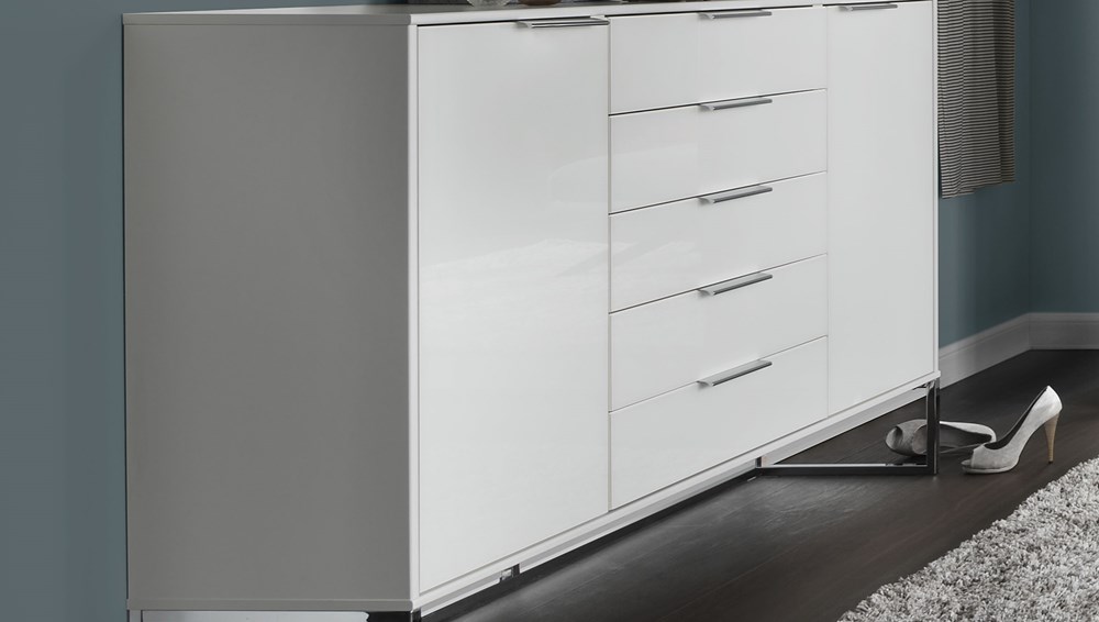 141cm combi chest in white glass
