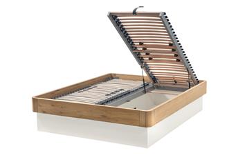 Hasena Practico Ron Ripo - Solid Oak Real Leather Modern Ottoman Bed