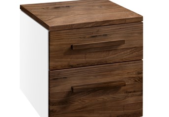 White carcass with Solid Walnut Oiled fronts