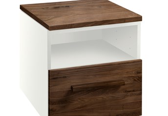 White carcass with Solid Walnut Oiled fronts