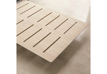 detail of frame/mattress base in neutral finish (not the one on offer, which is Cenere Grey instead)