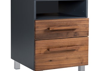 Anthracite carcass with Solid Walnut Oiled fronts and Alu legs