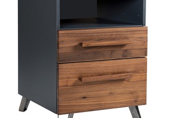 Anthracite carcass with Solid Walnut Oiled fronts and Jone legs