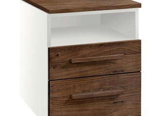 White carcass with Solid Walnut Oiled fronts