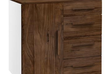 White carcass with Solid Walnut Oiled fronts