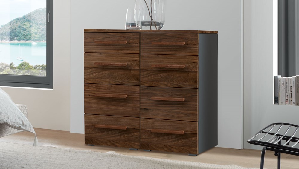 Anthracite carcass with Solid Walnut Oiled fronts