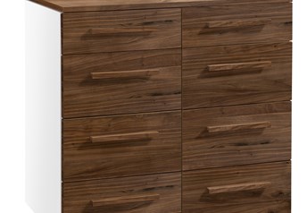White carcass with Solid Walnut Oiled fronts