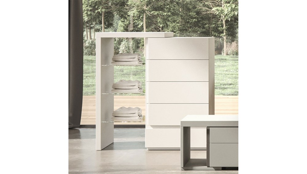shown with optional pull-out section with glass shelves