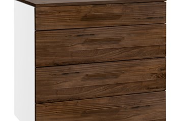 White carcass with Solid Walnut Oiled fronts