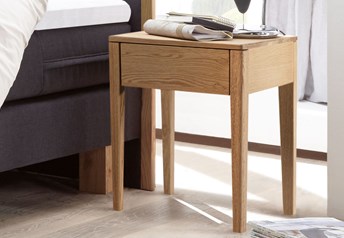 Hasena Shilly Bedside Table - Bright Oak or Solid Walnut