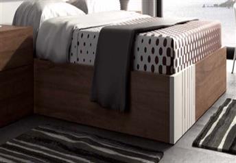 storage bedframe - no legs and down to the floor - the decor at foot-end will not be there if frame is plain in main image
