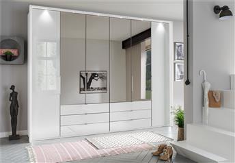 300 cm wide - white glass and mirrors