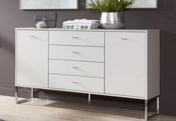 141cm combi chest, 4 drawers with chrome legs, matt white all over