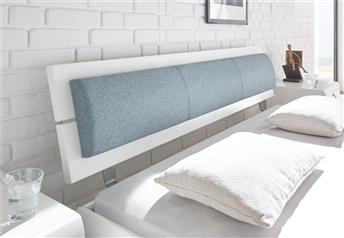 Duetto headboard in White with optional Lumo pad (please note fabric shown is unavailable)