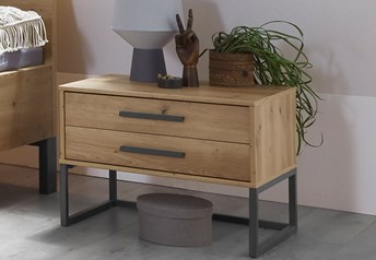 2 drawer bedside with angled feet