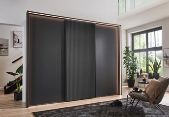 Graphite carcass and middle door, outer doors same as carcass, decking same as carcass, pp frame with circumferential light