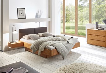 Hasena AIRON Cemoa Solid Oak & Real Leather Floating Bed