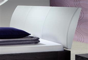 Side view of Ripo headboard in white leather