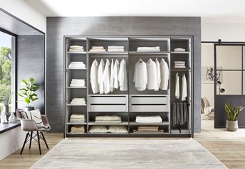 example of layout including default accessories (1 rail and 2 shelves per compartment) and extra accessories