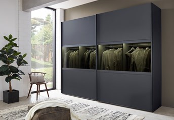 graphite carcass and doors, optional interior shelves with lights ON