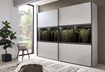 pebblegrey carcass and doors, optional interior shelves with lights ON