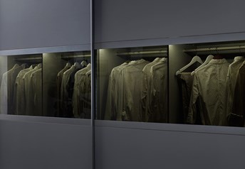Transparent Black Glass Mid Panel with Diamond Print
