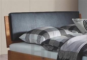 detail of RAVO pad black leather - please disregard timber of headboard