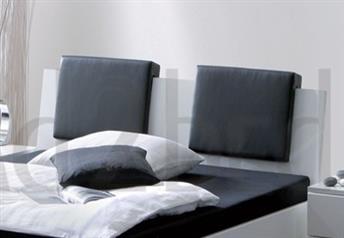 Orva headboard white high gloss - black leather headrests