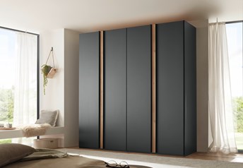 200 cm, graphite carcass and doors, bianco oak strips, NO lighting