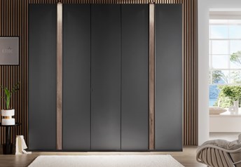 250 cm, graphite carcass and doors, nordic oak strips, with lighting