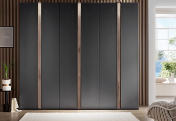300 cm, graphite carcass and doors, nordic oak strips, with lighting