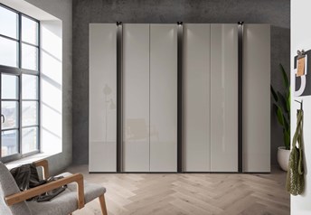 300 cm, graphite carcass and strips, pebblegrey glass doors, with lighting