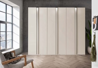 300 cm robe, Champagne carcass, doors and strips, with lighting