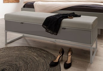 Stylform Dressing Bench with glass front drawer & leatherette seat cushion