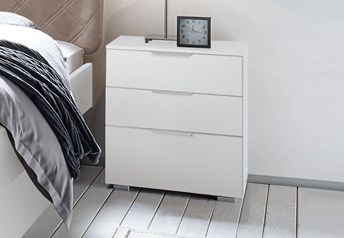 Hasena Trio - Pair of 3 Drawer Bedside Table with Laminate Fronts in white finish