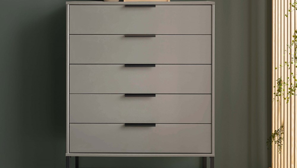 80 cm 5 drawers, pebblegrey matt on optional metal legs black