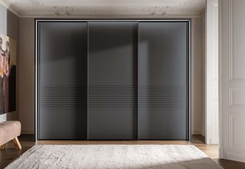 Graphite doors, matching decking, external frame with circumferential lights