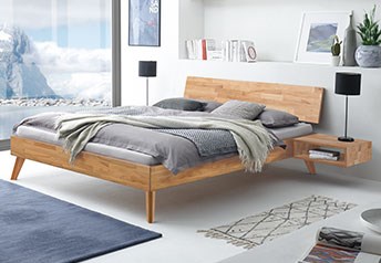 Hasena Ancona Bed - Solid Beech, Oak or Walnut