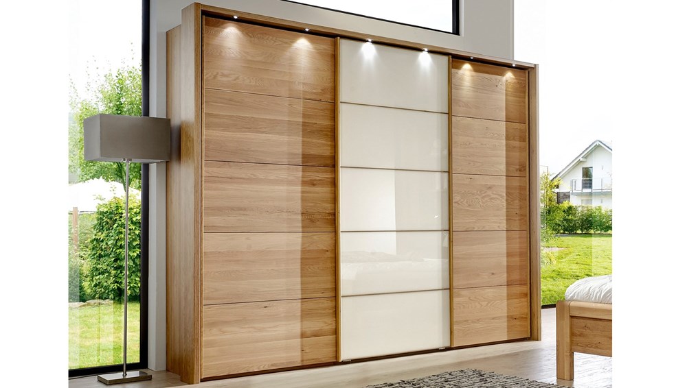 With white glass door in the middle
