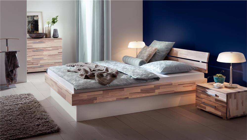 Solid Heart Ash Natural Lacquered, White Base Storage Bed