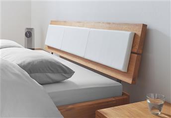 Alpa headboard with Arona pad upholstered in 500 White Real leather - please note this wooden finish is not the vintage one on offer