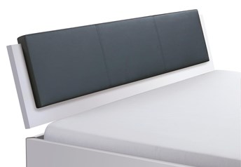White orva headboard with Ravo pad black leather